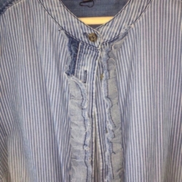 Lane Bryant Blue Chambray Sleeveless Button Down - Picture 3 of 4